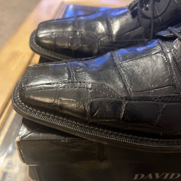 David Eden 100% Genuine Alligator Skin Men's Dress Derby Oxford Shoes Black 10M - Picture 7 of 13